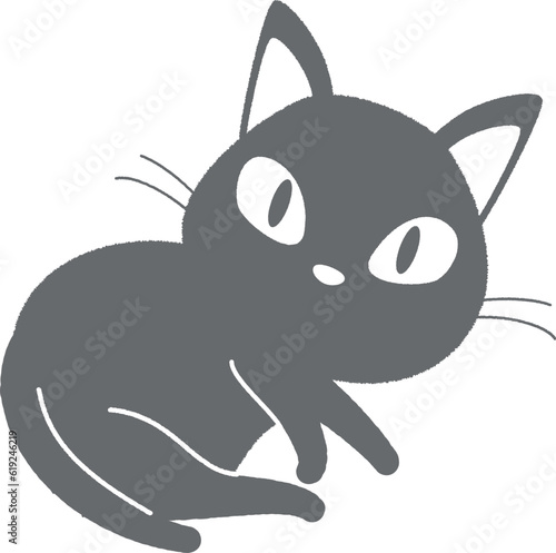 まったりする黒猫のベクターイラスト
