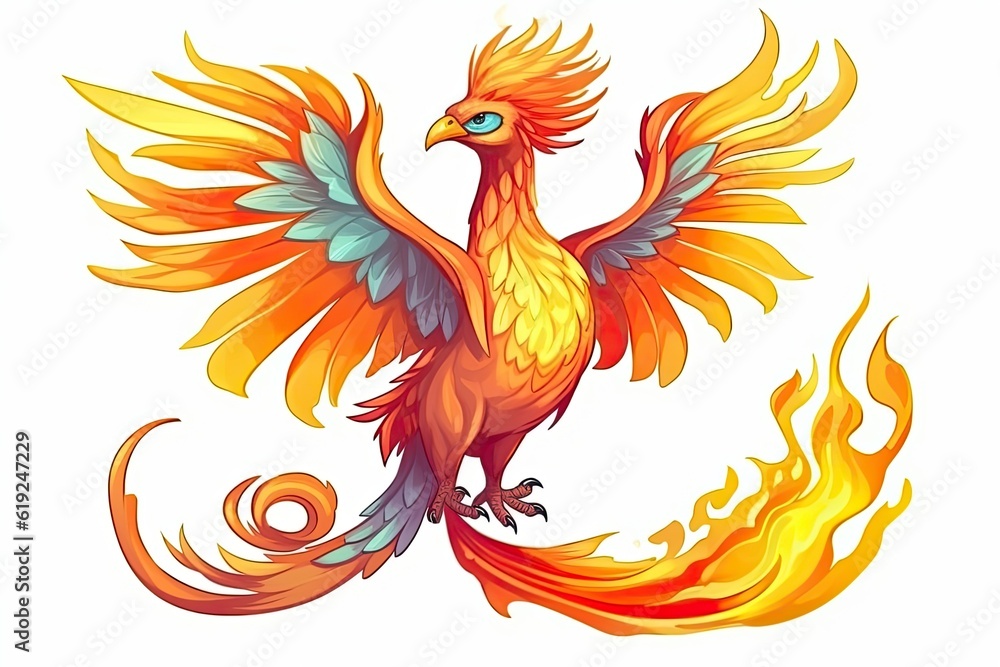 bird with fiery wings. Generative AI bird with fiery wings. Generative AI