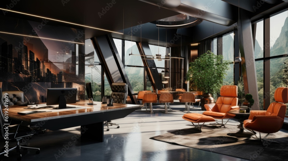 Modern skyscraper office with professional interior design Modern skyscraper office with professional interior design