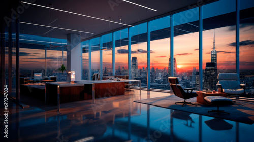 Modern skyscraper office with professional interior design