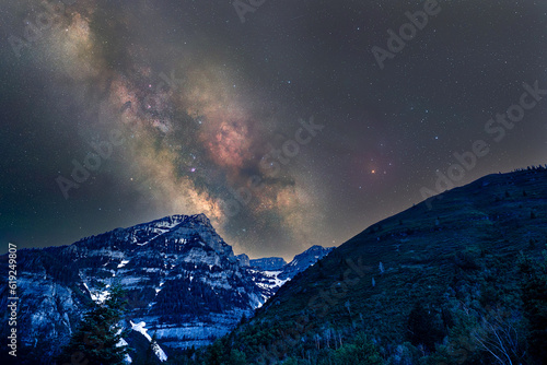 Photos Milky Way over the snowy peaks of the Rocky Mountains