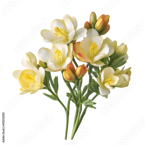 Freesia flowers on transparent background, png file, isolated, white background with generative ai