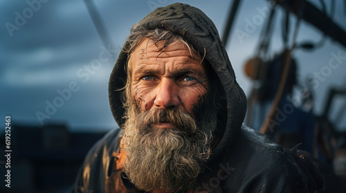 An intimate portrait of a seasoned fisherman.