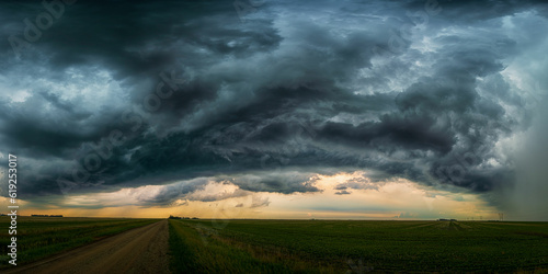 Canvas Print Summer thunder storm clouds over the prairies