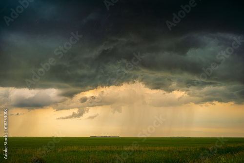 Summer thunder storm clouds over the prairies 