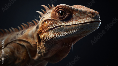 close up of iguana lizard reptile animal green generative ai