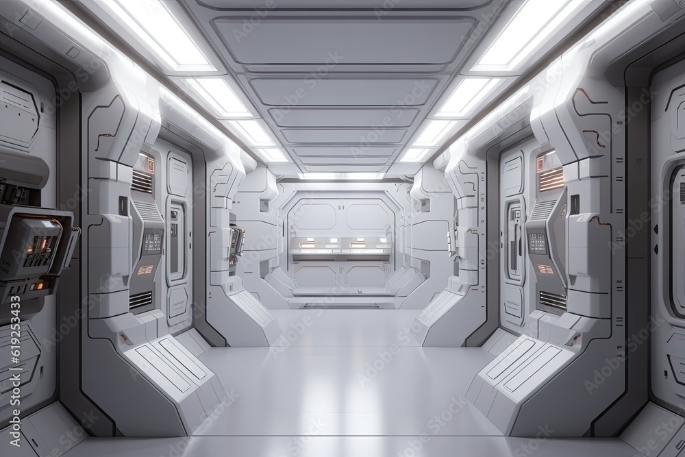 high-tech room with futuristic lighting. Generative AI high-tech room with futuristic lighting. Generative AI