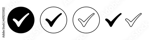 Check mark icon set for web and mobile app. Tick mark sign and symbol