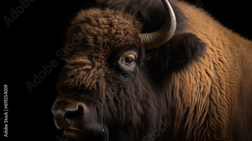 american bison isolated on black background buffalo animal mammal wildlife generative ai