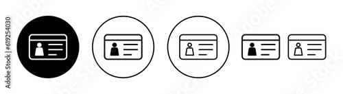 License icon set for web and mobile app. ID card icon. driver license, staff identification card