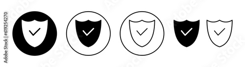 Shield check mark icon set for web and mobile app. Protection approve sign. Insurance icon