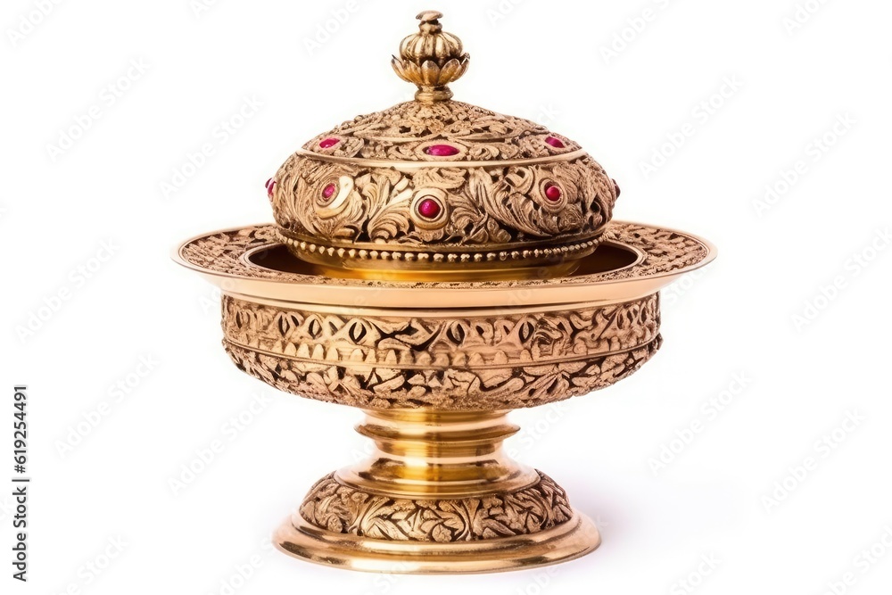 golden bowl with a red stone in it golden bowl with a red stone in it