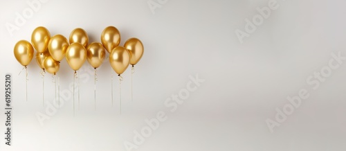 Golden balloons on white background for birthday or any other celebration, generative ai