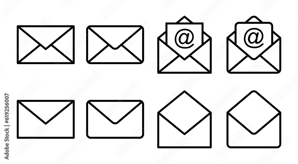 Mail icon set illustration. email sign and symbol. E-mail icon. Envelope icon Mail icon set illustration. email sign and symbol. E-mail icon. Envelope icon