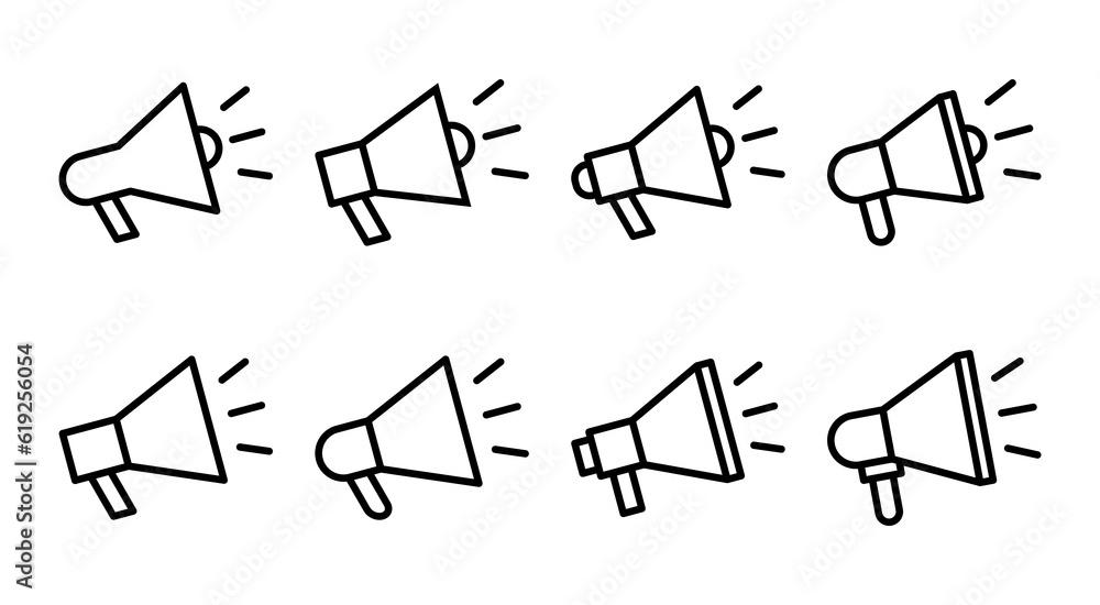 Megaphone icon set illustration. Loudspeaker sign and symbol Megaphone icon set illustration. Loudspeaker sign and symbol