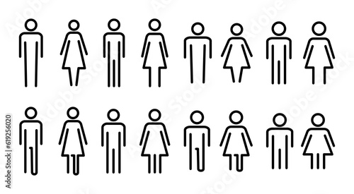 Man and woman icon set illustration. male and female sign and symbol. Girls and boys