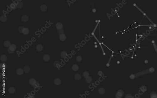 Abstract background. Molecules technology with polygonal shapes  connecting dots and lines. Connection structure. Big data visualization.