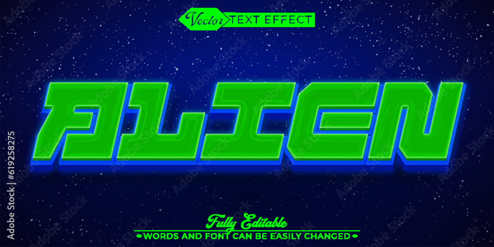 Gaming Green Alien Editable Text Effect Template