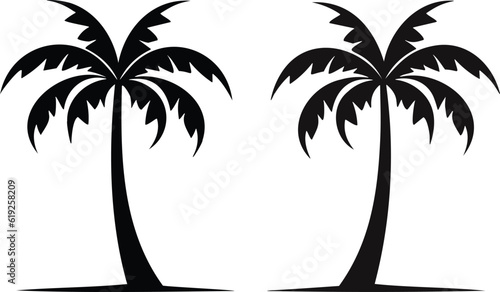Palm tree icon template vector illustration, palm silhouette, Coconut palm tree icon, simple style, Design of palm trees for posters, banners and promotional items