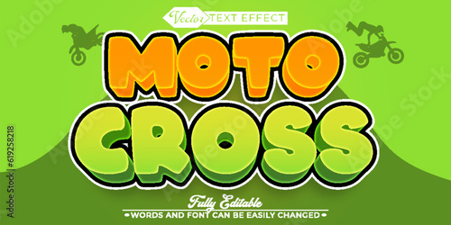 Cartoon Moto Cross Vector Editable Text Effect Template