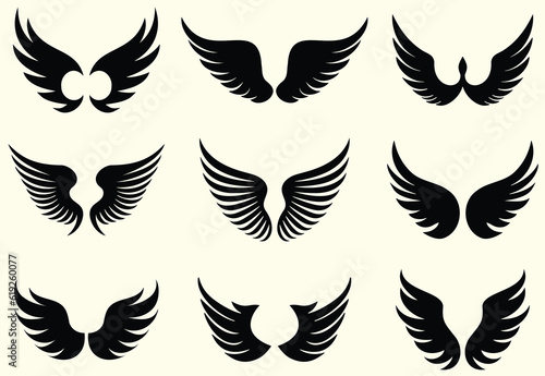 Set of Wings silhouette collection, Angel wings icon vector set