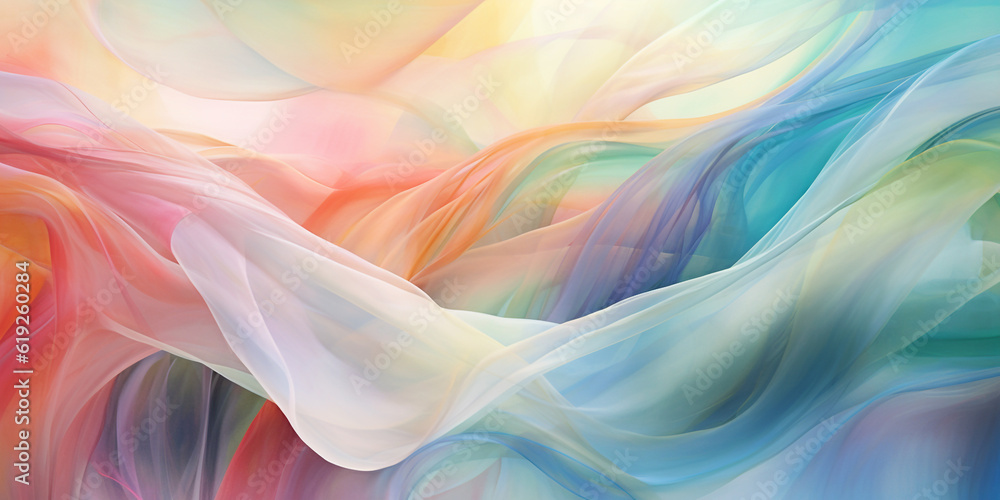 Fototapeta premium Abstract flowing colorful mesh fabric background - Generative Ai