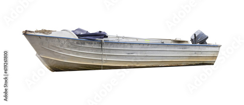 Cutout of an isolated small fishing boat with the transparent png	