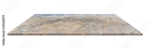 Empty concrete shelves table isolated on transparent background. For product display or design