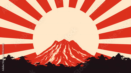 simple retro background illustration of rising sun
