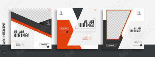We are hiring job vacancy social media post banner design template with green and black color. We are hiring job vacancy square web banner design.