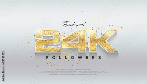 Shiny luxury gold 24k followers. premium vector background for celebration. photo