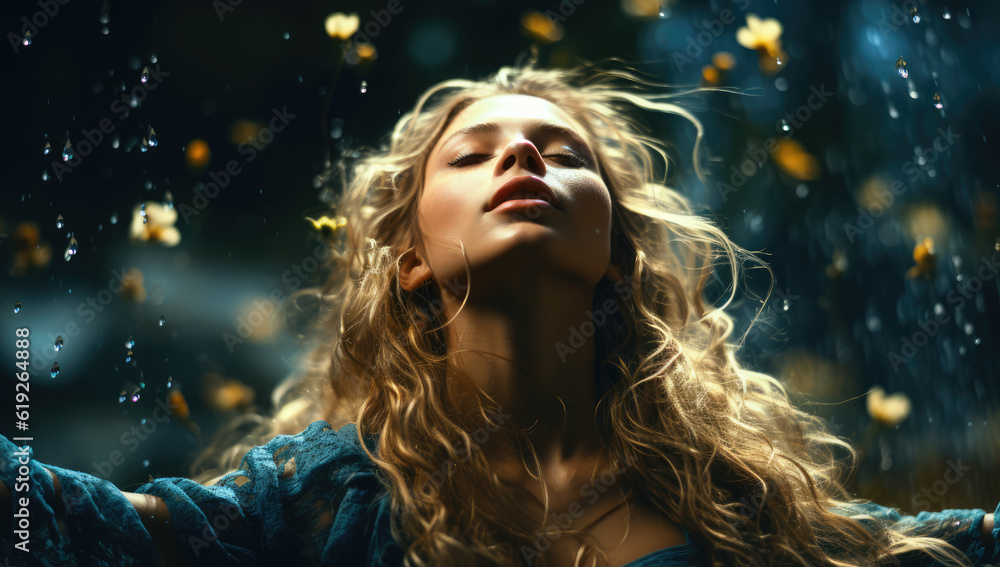 Ethereal Water Drops. Women Posed in the Style of Glistening Water Droplets. AI Generative Ethereal Water Drops. Women Posed in the Style of Glistening Water Droplets. AI Generative
