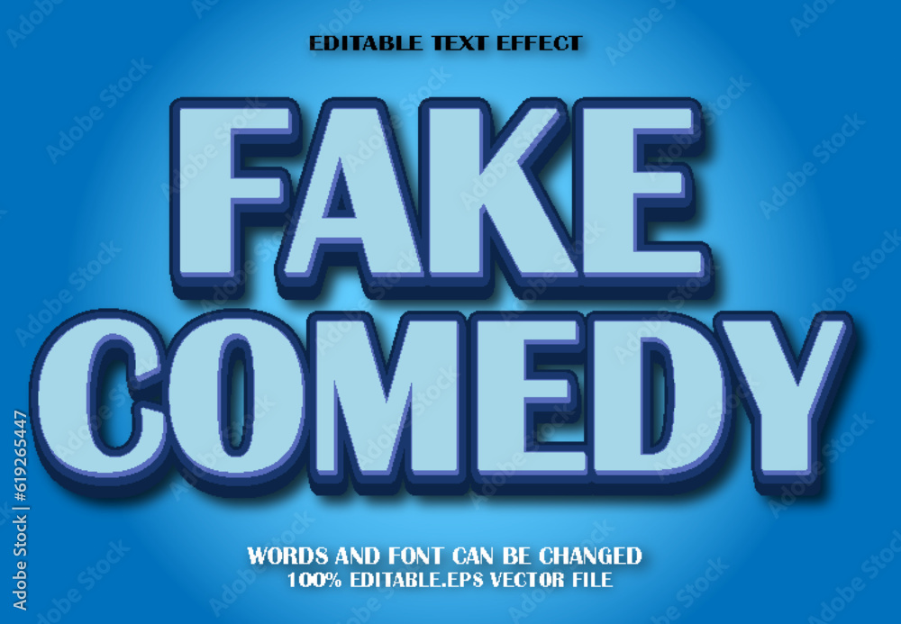Fake Comedy Editable Text Effect 3d Cartoon Style