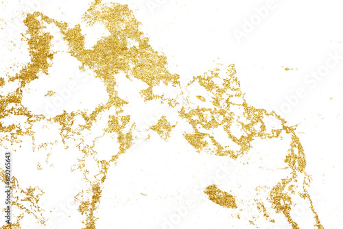 Gold splashes Texture on transparent background. Grunge golden background pattern of cracks, scuffs, chips, stains, ink spots, lines, PNG file