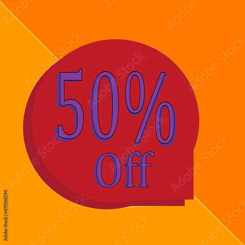 50% off, discount, promotion, fifty percent off, yellow background, orange background, red, purple, purple
