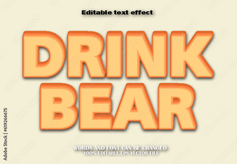 Drink Bear Editable Text Effect Cartoon Style