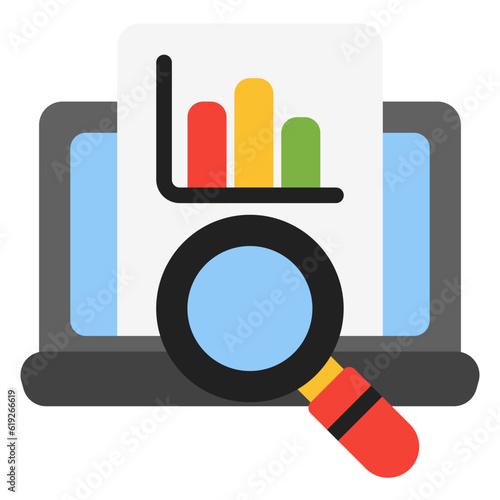 Search data icon in flat style, use for website mobile app presentation