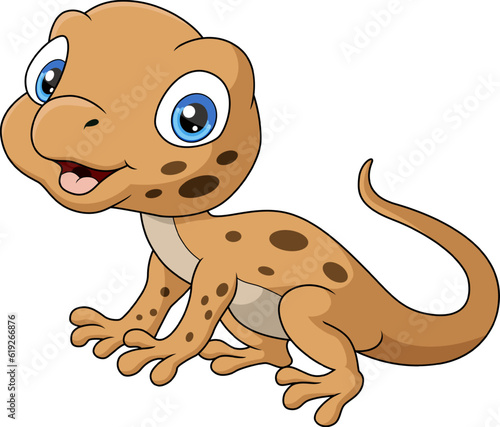 Cute lizard cartoon on white background