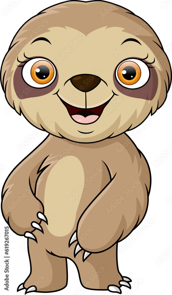 Obraz premium Cute little sloth cartoon standing