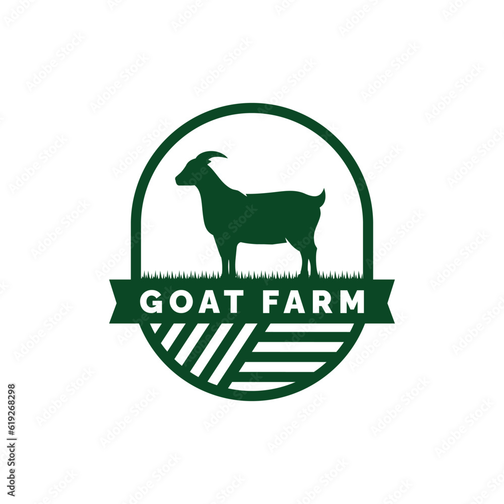 Goat farm logo design vector illustration. Livestock logo vector