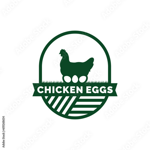 Chicken eggs farm logo design vector