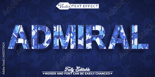 Blue Camo Soldier Admiral Vector Editable Text Effect Template