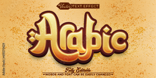 Foto Brown Arabic Vector Editable Text Effect Template