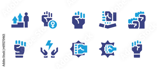 Empowerment icon set. Duotone color. Vector illustration. Containing growth, empowerment, fist, quit smoking, power, energy, violence.