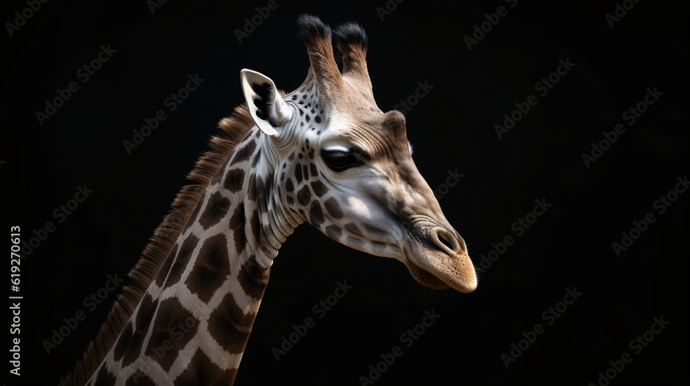 Obraz premium giraffe head close up animal wildlife neck mammal generative ai