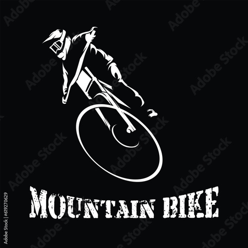 Mountain Bike Black and White Silhouette Logo