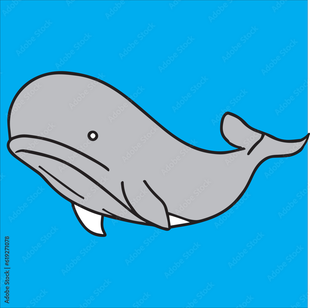 cute whale vector illustration in sea, draw in line cute whale vector illustration in sea, draw in line