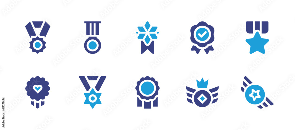 Medal icon set. Duotone color. Vector illustration. Containing medal, condecoration, badge.