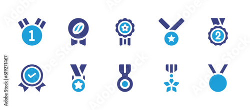 Medal icon set. Duotone color. Vector illustration. Containing st place  medal  golden medal  silver medal  trusted.
