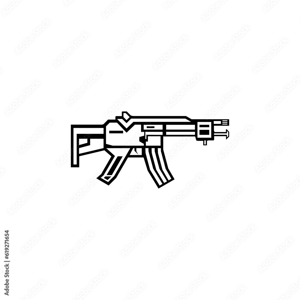 Assault Rifle icon in outline mode. Vector illustration in trendy style. Editable graphic resources for many purposes. Assault Rifle icon in outline mode. Vector illustration in trendy style. Editable graphic resources for many purposes.